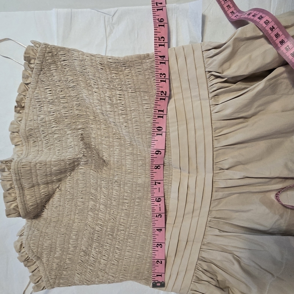 Ramy Brook Cream Maxi Sundress with Puff Sleeves and Strapless Neckline - Picture 4 of 8